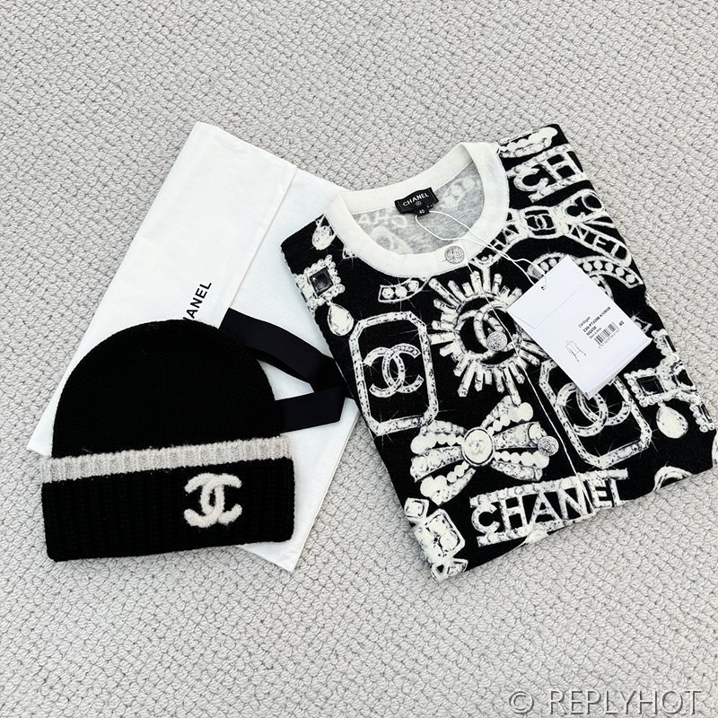 샤넬 울 니트 비니