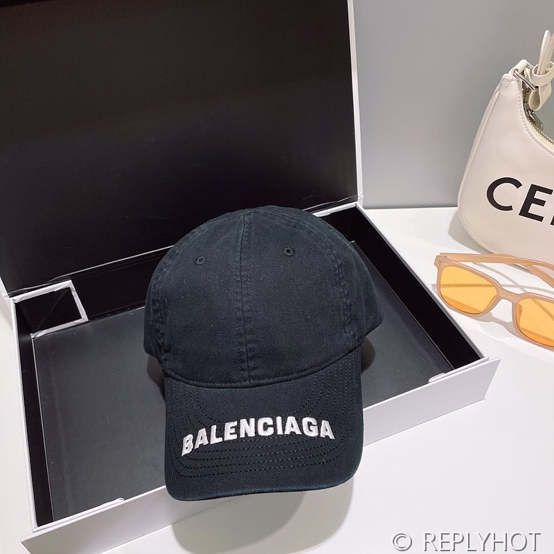 발렌시아가 블랙 앤 화이트 코튼 드릴 Logo Visor 캡 [매장가 56만원대]