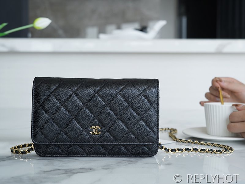 [하이엔드급] 샤넬 클래식 woc 체인 지갑 카프스킨 골드메탈 블랙 [매장가 550만원대]