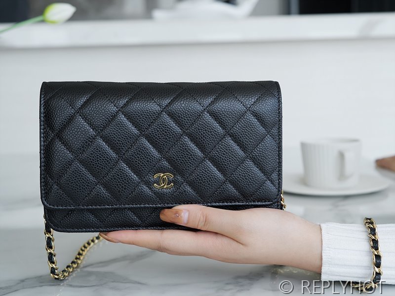 [하이엔드급] 샤넬 클래식 woc 체인 지갑 카프스킨 골드메탈 블랙 [매장가 550만원대]