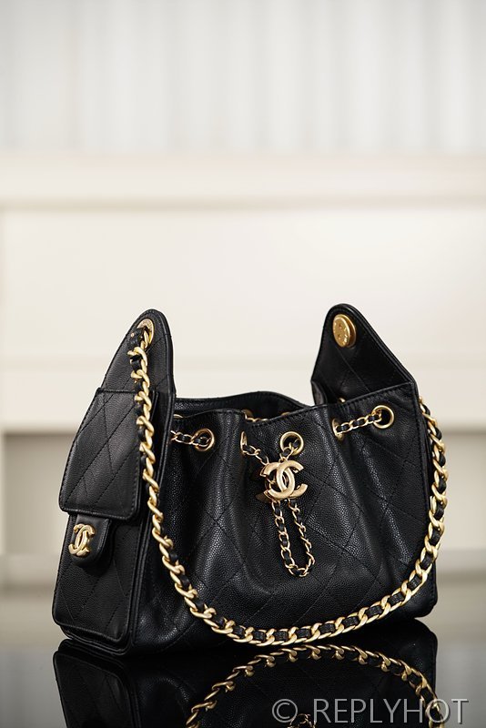 [하이엔드급] 샤넬 25백 미니 그레인드 카프스킨, 골드메탈 블랙 [매장가 900만원대]