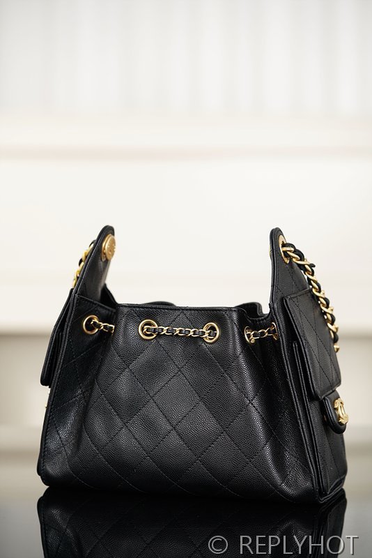 [하이엔드급] 샤넬 25백 미니 그레인드 카프스킨, 골드메탈 블랙 [매장가 900만원대]