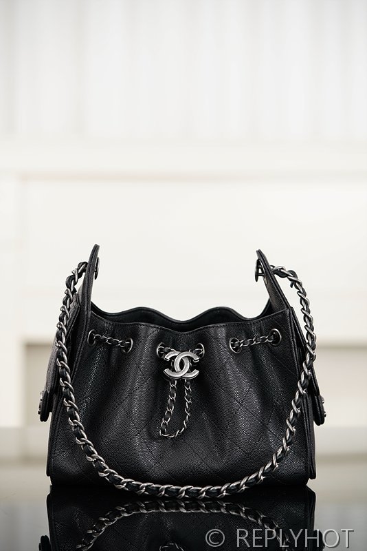 [하이엔드급] 샤넬 25백 미니 그레인드 카프스킨 실버메탈 블랙 [매장가 900만원대]