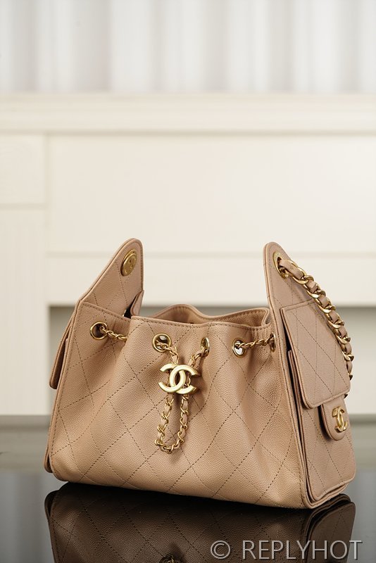 [하이엔드급] 샤넬 25백 미니 그레인드 카프스킨 골드메탈 베이지 [매장가 900만원대]