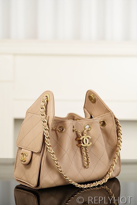 [하이엔드급] 샤넬 25백 미니 그레인드 카프스킨 골드메탈 베이지 [매장가 900만원대]