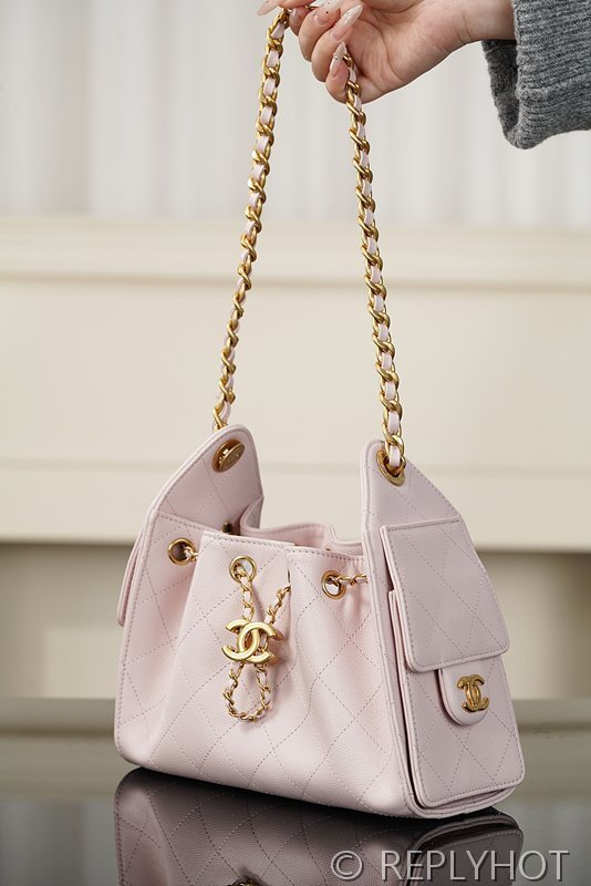 [하이엔드급] 샤넬 25백 미니 그레인드 카프스킨 골드메탈 라이트 핑크 [매장가 900만원대]
