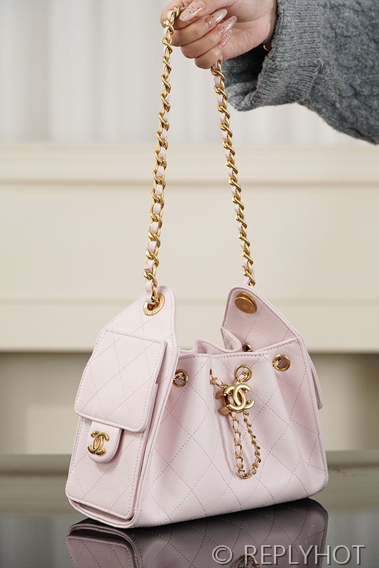 [하이엔드급] 샤넬 25백 미니 그레인드 카프스킨 골드메탈 라이트 핑크 [매장가 900만원대]