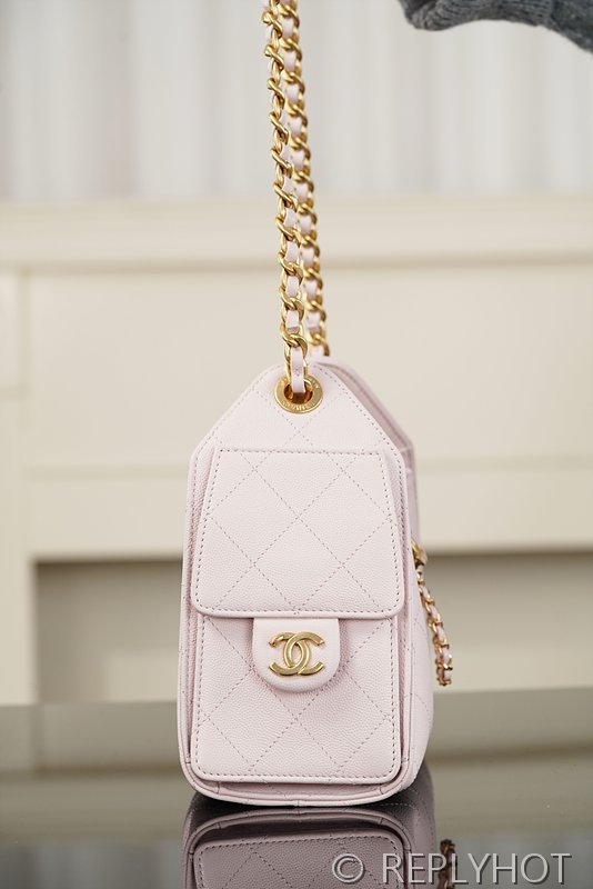 [하이엔드급] 샤넬 25백 미니 그레인드 카프스킨 골드메탈 라이트 핑크 [매장가 900만원대]