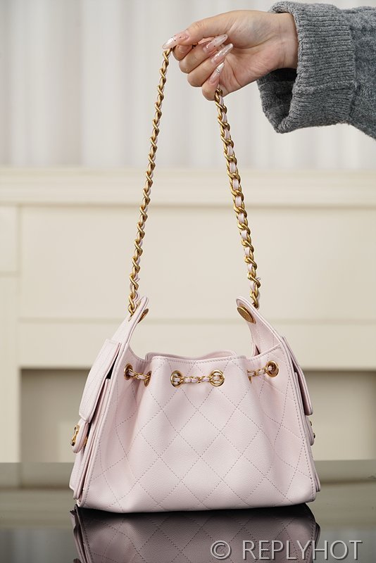 [하이엔드급] 샤넬 25백 미니 그레인드 카프스킨 골드메탈 라이트 핑크 [매장가 900만원대]