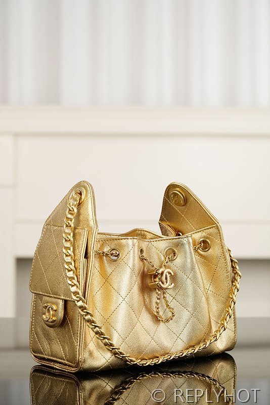 [하이엔드급] 샤넬 25백 미니 메탈릭 그레인드 카프스킨 골드메탈 골드 [매장가 900만원대]