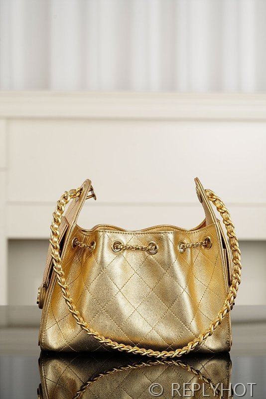 [하이엔드급] 샤넬 25백 미니 메탈릭 그레인드 카프스킨 골드메탈 골드 [매장가 900만원대]