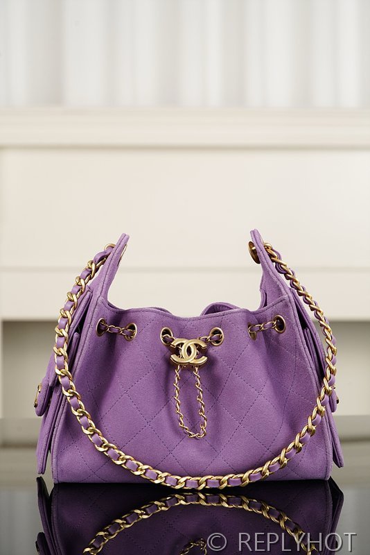 [하이엔드급] 샤넬 25백 미니 스웨이드 카프스킨 골드메탈 퍼플 [매장가 900만원대]
