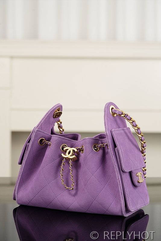 [하이엔드급] 샤넬 25백 미니 스웨이드 카프스킨 골드메탈 퍼플 [매장가 900만원대]