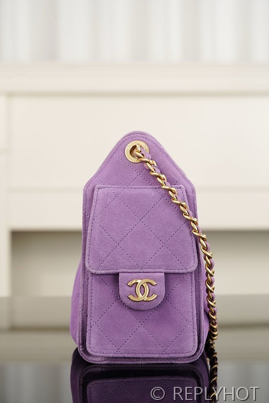 [하이엔드급] 샤넬 25백 미니 스웨이드 카프스킨 골드메탈 퍼플 [매장가 900만원대]