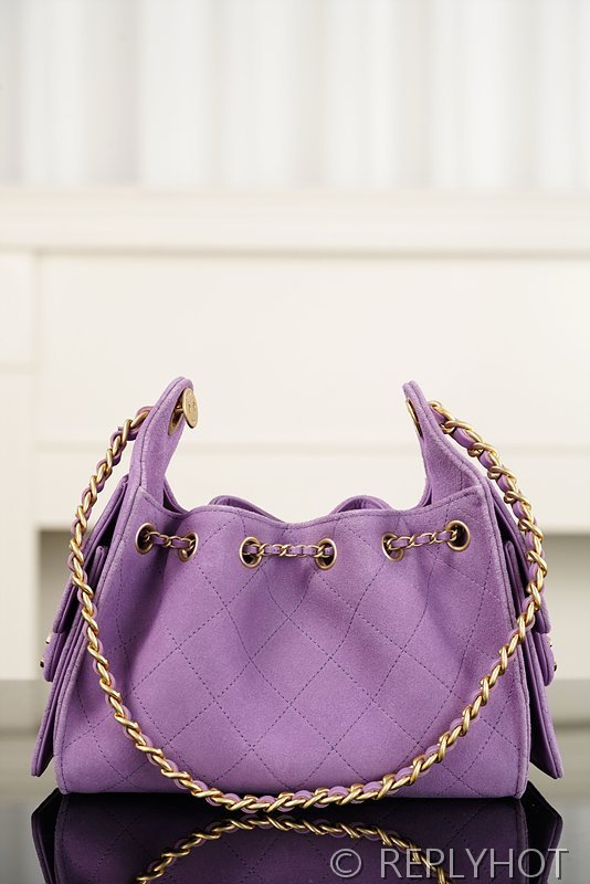 [하이엔드급] 샤넬 25백 미니 스웨이드 카프스킨 골드메탈 퍼플 [매장가 900만원대]