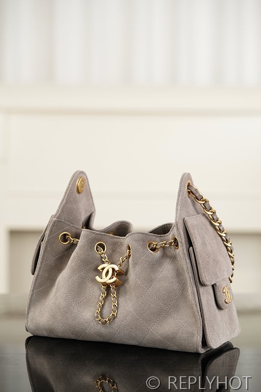 [하이엔드급] 샤넬 25백 미니 스웨이드 카프스킨 골드메탈 그레이 [매장가 900만원대]