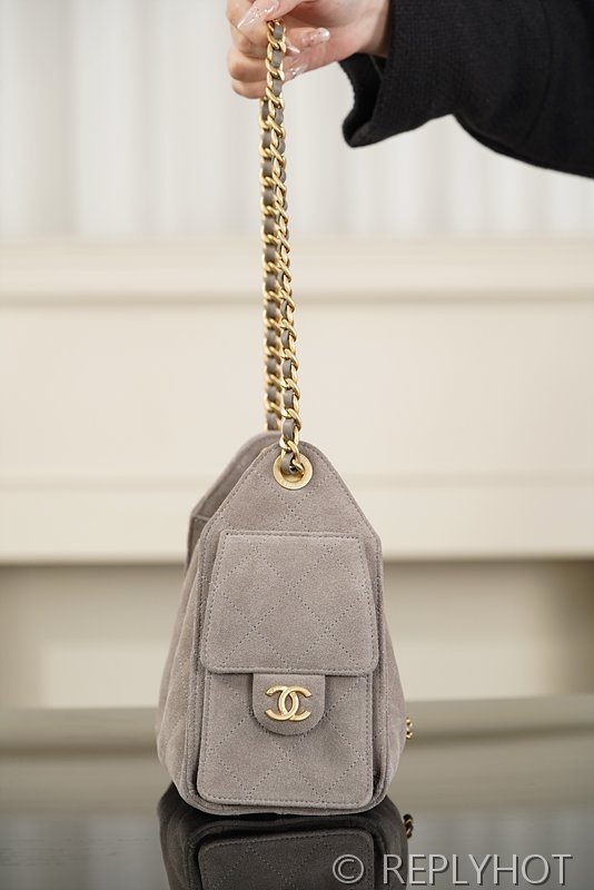 [하이엔드급] 샤넬 25백 미니 스웨이드 카프스킨 골드메탈 그레이 [매장가 900만원대]