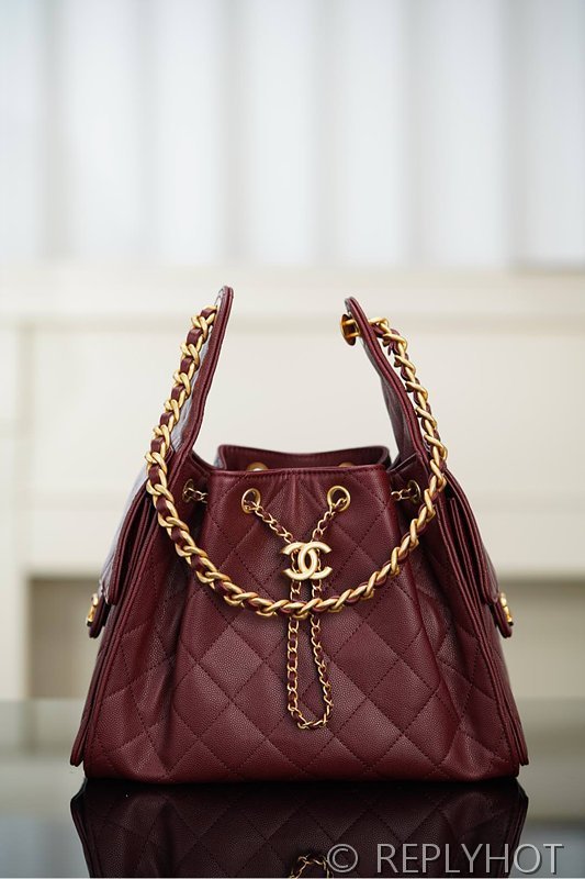 [하이엔드급] 샤넬 25백 스몰 그레인드 카프스킨 골드메탈 버건디 [매장가 1000만원대]