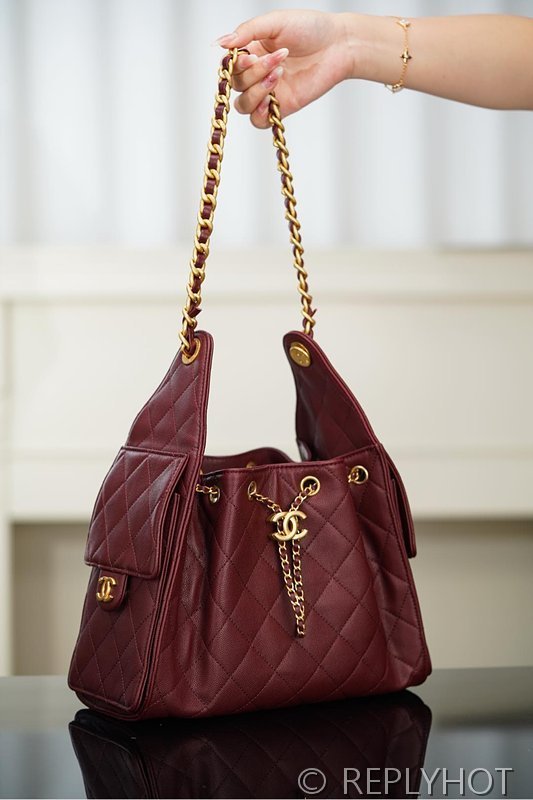 [하이엔드급] 샤넬 25백 스몰 그레인드 카프스킨 골드메탈 버건디 [매장가 1000만원대]