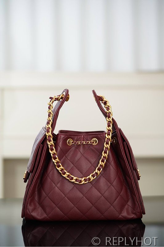 [하이엔드급] 샤넬 25백 스몰 그레인드 카프스킨 골드메탈 버건디 [매장가 1000만원대]