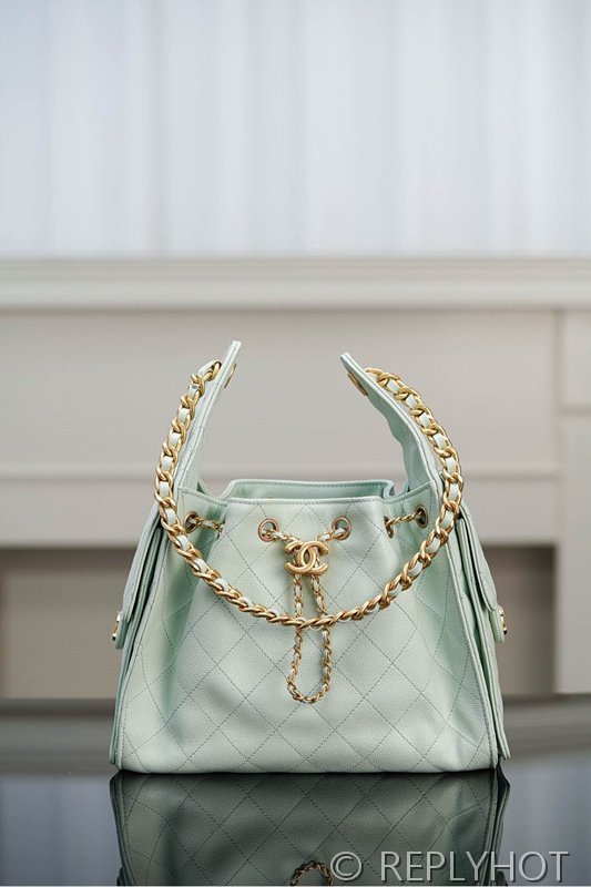 [하이엔드급] 샤넬 25백 스몰 그레인드 카프스킨 골드메탈 라이트 그린 [매장가 1000만원대]