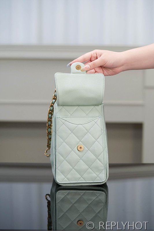 [하이엔드급] 샤넬 25백 스몰 그레인드 카프스킨 골드메탈 라이트 그린 [매장가 1000만원대]