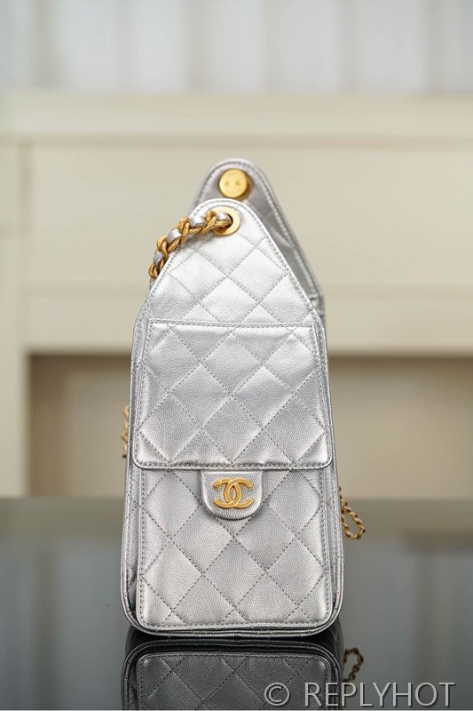 [하이엔드급] 샤넬 25백 스몰 메탈릭 그레인드 카프스킨 골드메탈 실버 [매장가 1000만원대]