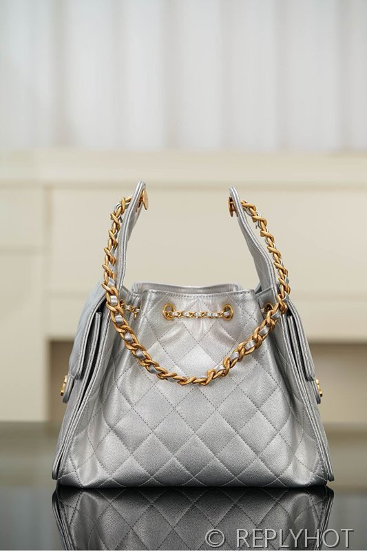 [하이엔드급] 샤넬 25백 스몰 메탈릭 그레인드 카프스킨 골드메탈 실버 [매장가 1000만원대]