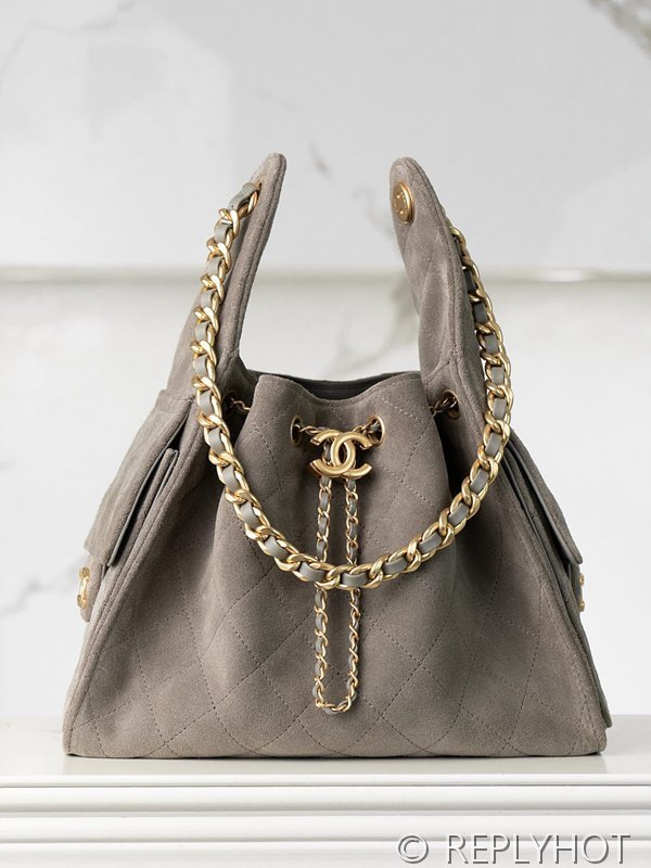 [하이엔드급] 샤넬 25백 스몰 스웨이드 카프스킨 골드메탈 그레이 [매장가 1000만원대]