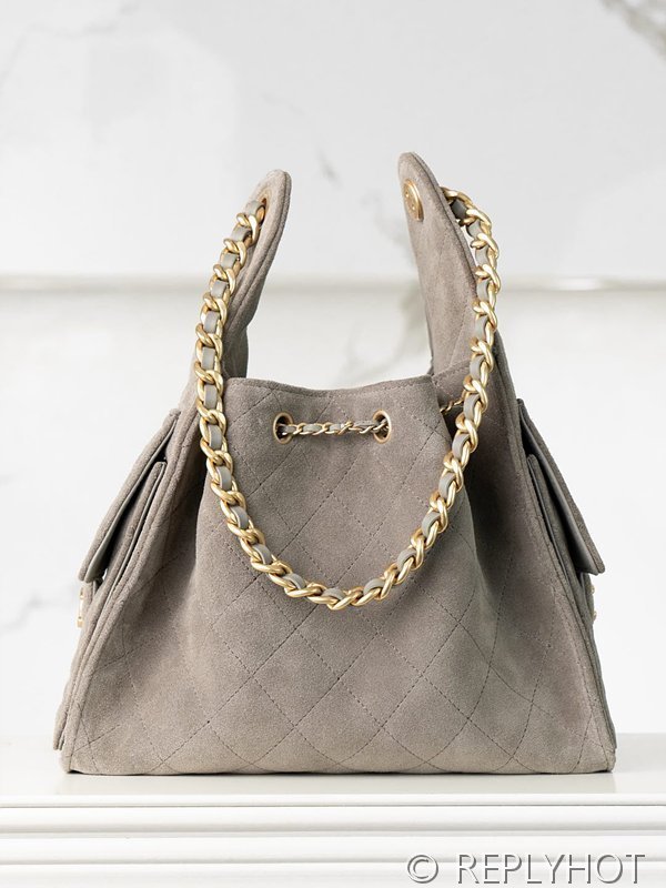 [하이엔드급] 샤넬 25백 스몰 스웨이드 카프스킨 골드메탈 그레이 [매장가 1000만원대]