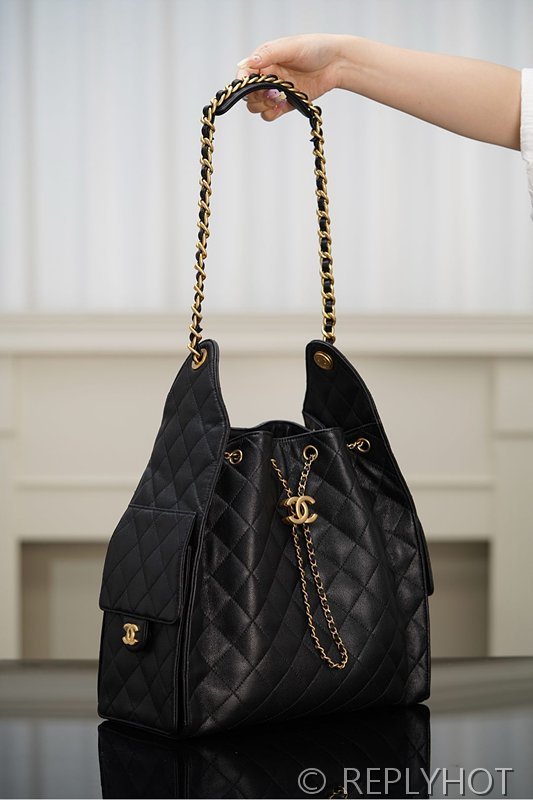 [하이엔드급] 샤넬 25백 미디엄 그레인드 카프스킨 골드메탈 블랙 [매장가 1200만원대]