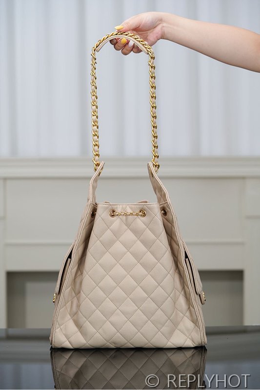 [하이엔드급] 샤넬 25백 미디엄 그레인드 카프스킨 골드메탈 베이지 [매장가 1200만원대]