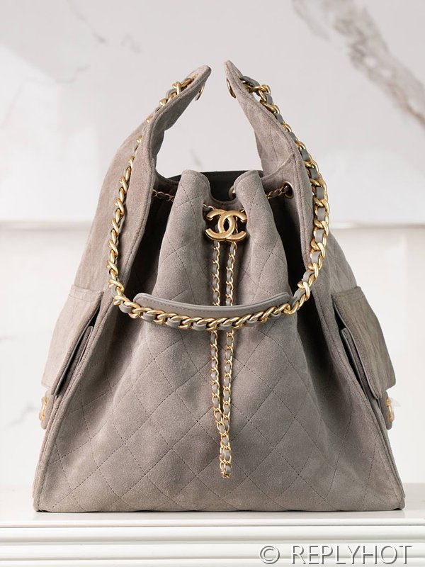 [하이엔드급] 샤넬 25백 미디엄 스웨이드 카프스킨 골드메탈 그레이 [매장가 1200만원대]