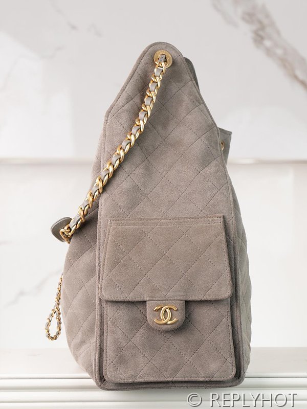 [하이엔드급] 샤넬 25백 미디엄 스웨이드 카프스킨 골드메탈 그레이 [매장가 1200만원대]