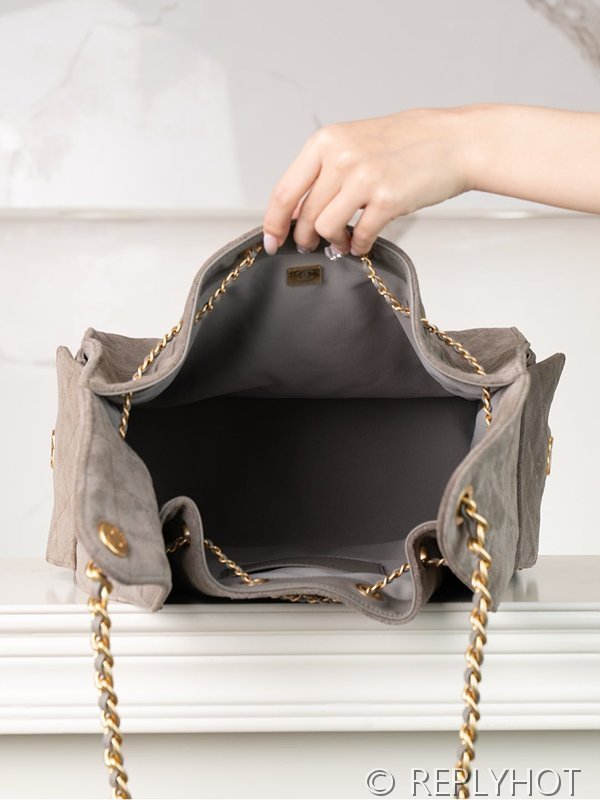 [하이엔드급] 샤넬 25백 미디엄 스웨이드 카프스킨 골드메탈 그레이 [매장가 1200만원대]