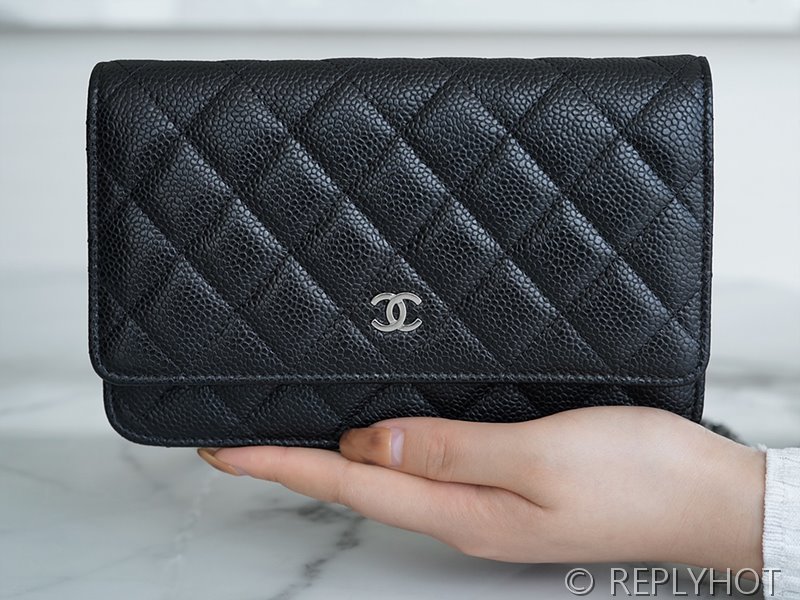 [하이엔드급] 샤넬 클래식 woc 체인 지갑 카프스킨 실버메탈 블랙 [매장가 550만원대]