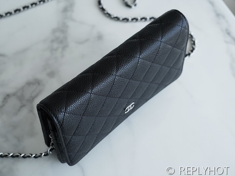 [하이엔드급] 샤넬 클래식 woc 체인 지갑 카프스킨 실버메탈 블랙 [매장가 550만원대]