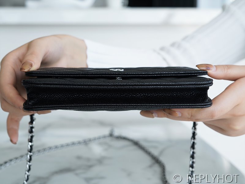 [하이엔드급] 샤넬 클래식 woc 체인 지갑 카프스킨 실버메탈 블랙 [매장가 550만원대]