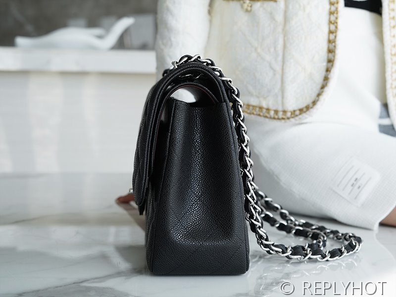 [하이엔드급] 샤넬 클래식 라지 카프스킨 실버메탈 블랙 [매장가 1570만원대]