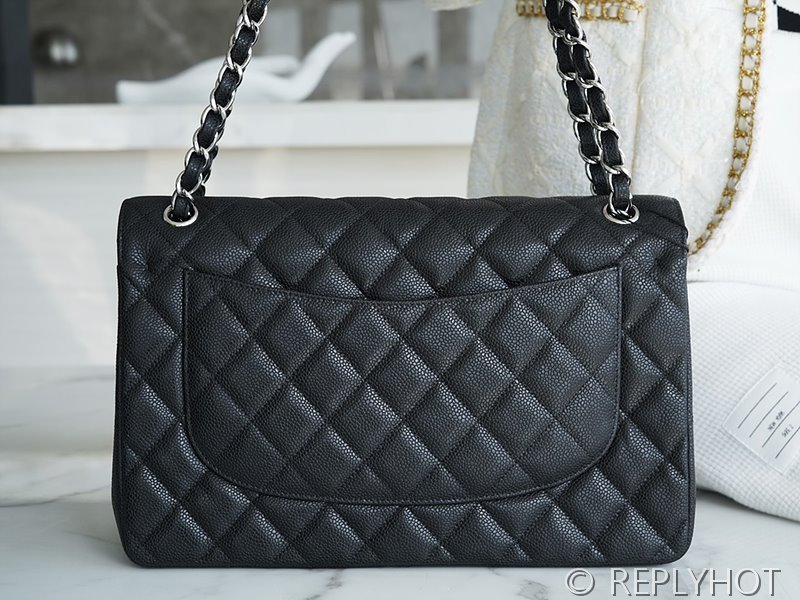 [하이엔드급] 샤넬 클래식 라지 카프스킨 실버메탈 블랙 [매장가 1570만원대]