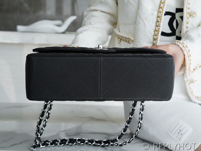 [하이엔드급] 샤넬 클래식 라지 카프스킨 실버메탈 블랙 [매장가 1570만원대]