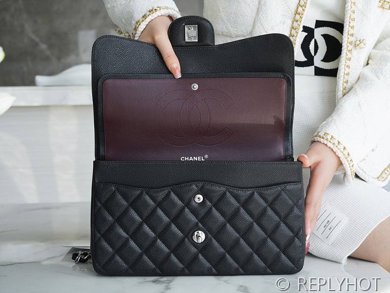 [하이엔드급] 샤넬 클래식 라지 카프스킨 실버메탈 블랙 [매장가 1570만원대]