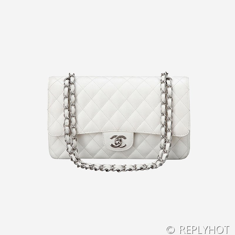 [하이엔드급] 샤넬 클래식 미디엄 카프스킨 실버메탈 화이트 [매장가 1450만원대]