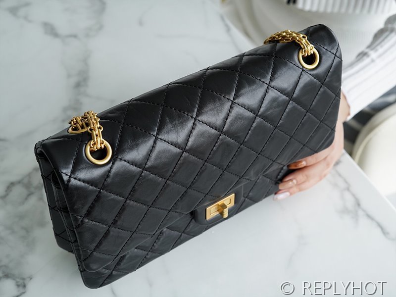 [하이엔드급] 샤넬 2.55 라지 플랩백 카프스킨 실버메탈 블랙 [매장가 1600만원대]