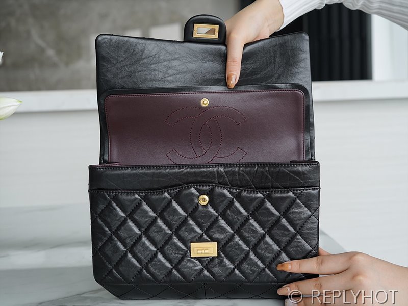 [하이엔드급] 샤넬 2.55 라지 플랩백 카프스킨 실버메탈 블랙 [매장가 1600만원대]