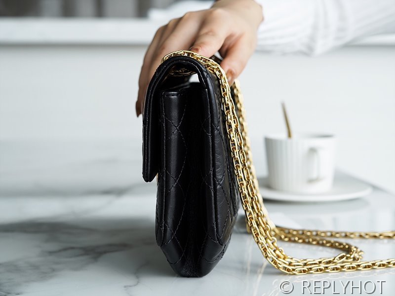 [하이엔드급] 샤넬 2.55 미니 플랩백 카프스킨 골드메탈 블랙 [매장가 723만원대]