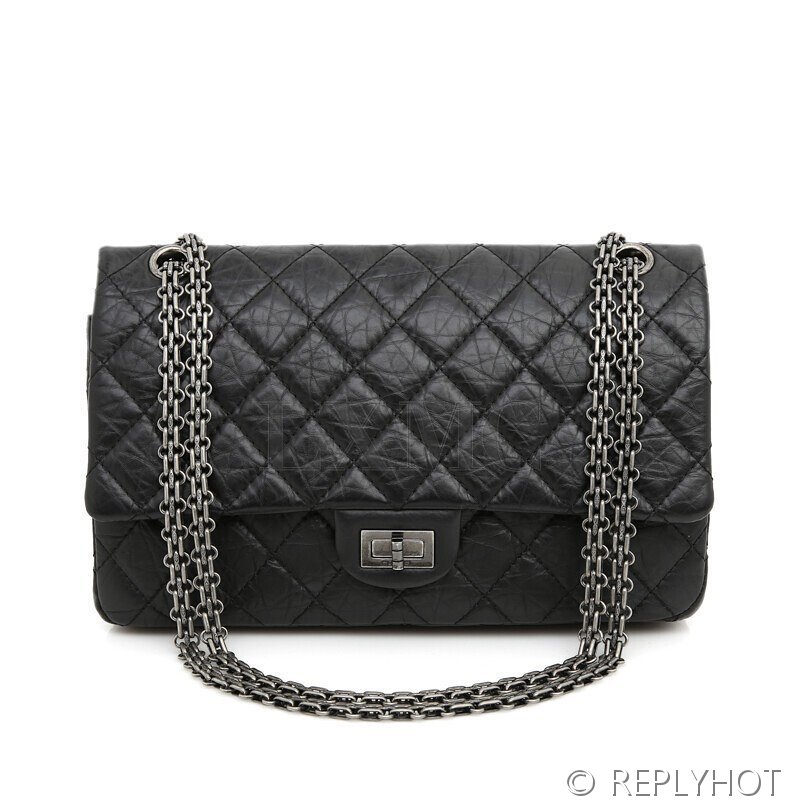 [하이엔드급] 샤넬 2.55 미디엄 플랩백 카프스킨 실버메탈 블랙 [매장가 1450만원대]