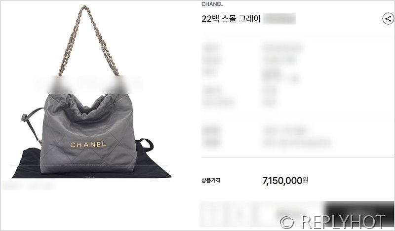 [하이엔드급] 샤넬 22 스몰 핸드백 카프스킨 골드메탈 그레이 [매장가 1000만원대]