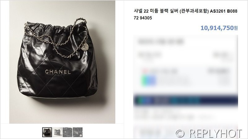 [하이엔드급] 샤넬 22 미디엄 핸드백 카프스킨 실버메탈 블랙 [매장가 1000만원대]