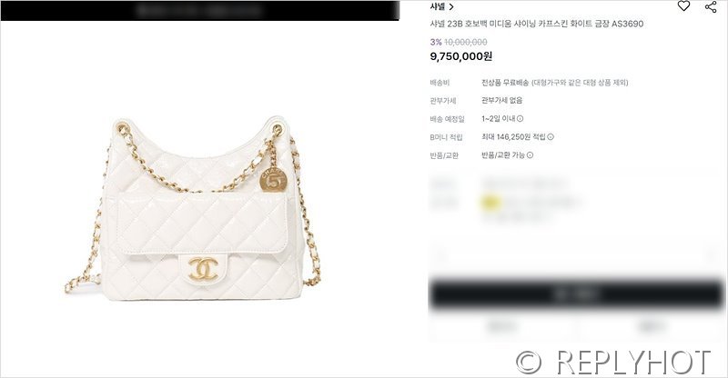 [하이엔드급] 샤넬 23 포켓 체인 미듐 호보백 페이던트 골드메탈 화이트 [매장가 1500만원대]